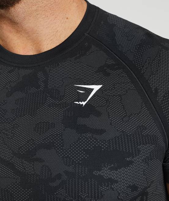 schwarz/anthrazit Kleidung Gymshark Männer Geo-nahtloses T-Shirt 04P8575