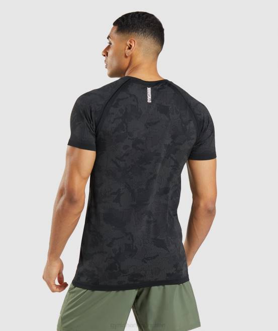 schwarz/anthrazit Kleidung Gymshark Männer Geo-nahtloses T-Shirt 04P8635