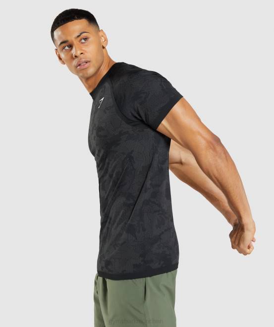 schwarz/anthrazit Kleidung Gymshark Männer Geo-nahtloses T-Shirt 04P8635