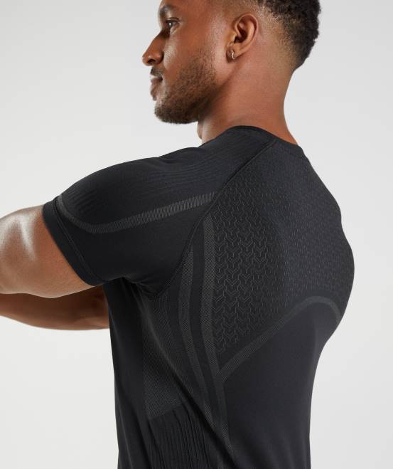 schwarz (ausverkauft) Kleidung Gymshark Männer 315 nahtloses T-Shirt 04P8778