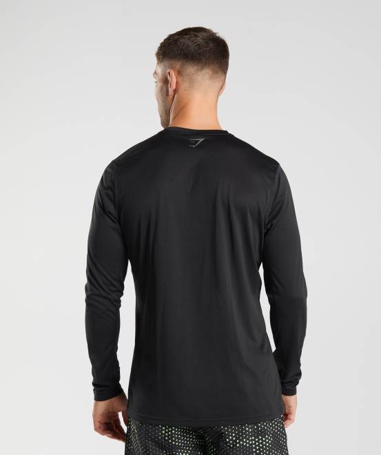 schwarz/schwarz meliert Kleidung Gymshark Männer Sport-Langarm-T-Shirt 04P8584