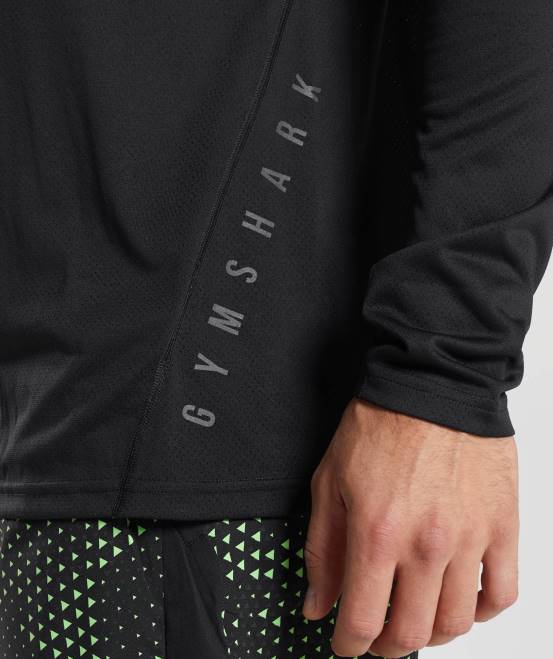 schwarz/schwarz meliert Kleidung Gymshark Männer Sport-Langarm-T-Shirt 04P8584