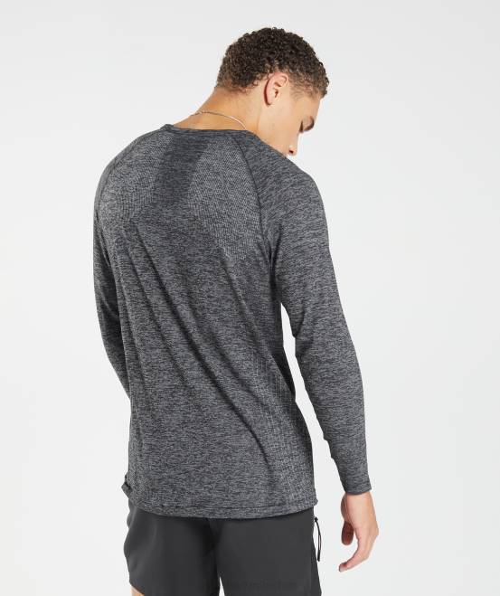 schwarz/weiß meliert Kleidung Gymshark Männer Retake nahtloses Langarm-T-Shirt 04P8632