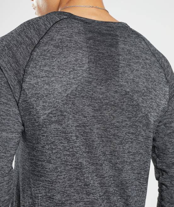 schwarz/weiß meliert Kleidung Gymshark Männer Retake nahtloses Langarm-T-Shirt 04P8632