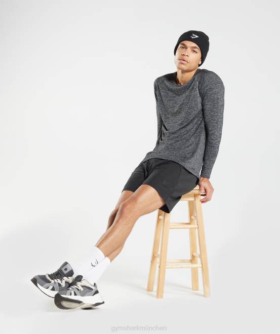 schwarz/weiß meliert Kleidung Gymshark Männer Retake nahtloses Langarm-T-Shirt 04P8632