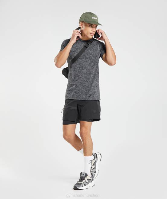 schwarz/weiß meliert Kleidung Gymshark Männer Retake nahtloses T-Shirt 04P8636