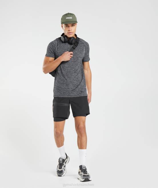 schwarz/weiß meliert Kleidung Gymshark Männer Retake nahtloses T-Shirt 04P8636