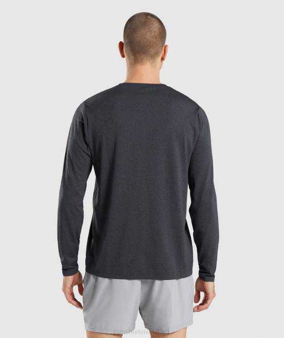 schwarzer Mergel Kleidung Gymshark Männer Ankunft nahtloses Langarm-T-Shirt 04P8752