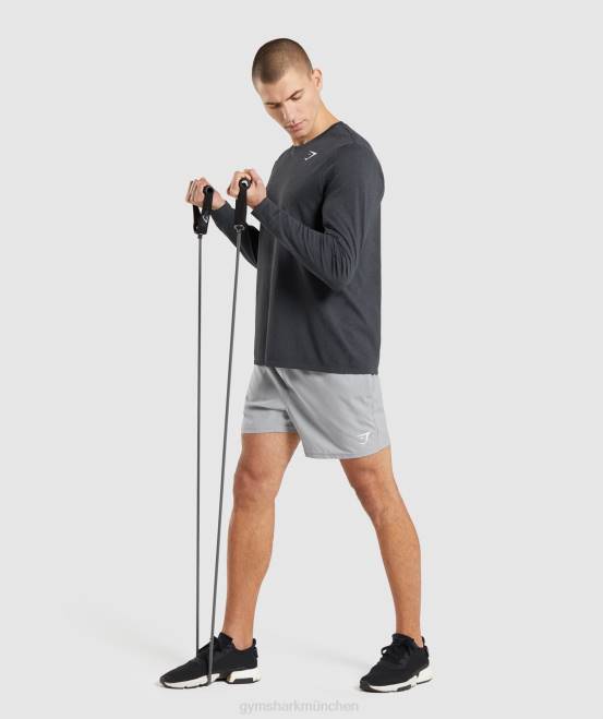 schwarzer Mergel Kleidung Gymshark Männer Ankunft nahtloses Langarm-T-Shirt 04P8752