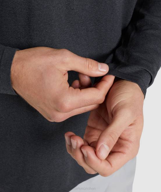schwarzer Mergel Kleidung Gymshark Männer Ankunft nahtloses Langarm-T-Shirt 04P8752