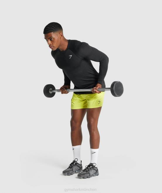schwarzer Mergel Kleidung Gymshark Männer Vital Light nahtloses Langarm-T-Shirt 04P8746