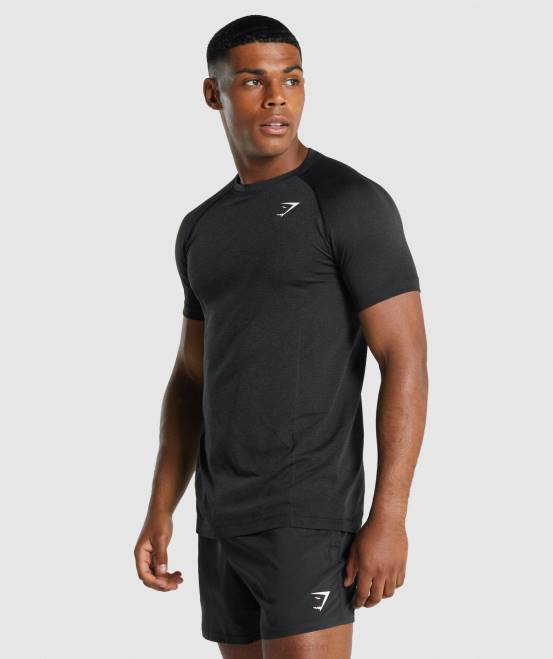 schwarzer Mergel Kleidung Gymshark Männer Vital Light nahtloses T-Shirt 04P8709