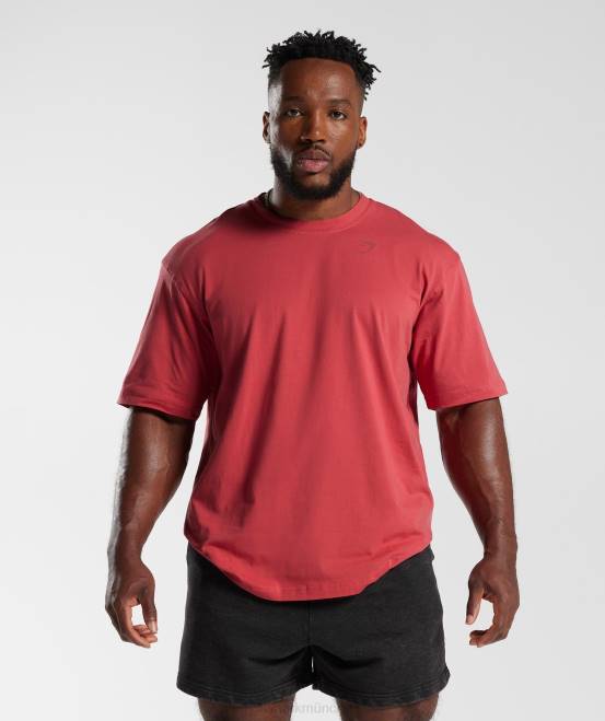 sonnengetrocknetes Rot Kleidung Gymshark Männer Power-T-Shirt 04P8602