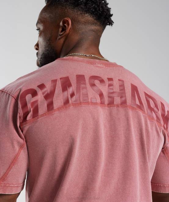 sonnengetrocknetes Rot Kleidung Gymshark Männer Powergewaschenes T-Shirt 04P8664
