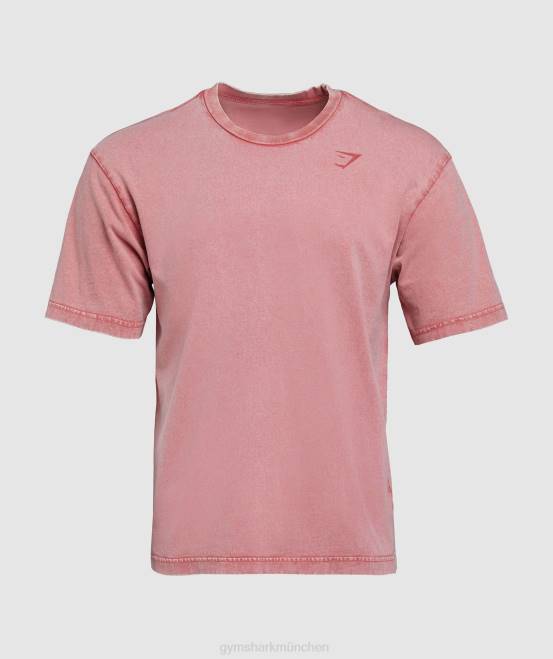 sonnengetrocknetes Rot Kleidung Gymshark Männer Powergewaschenes T-Shirt 04P8664