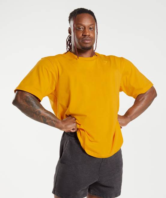 sonniges Gelb Kleidung Gymshark Männer Power-T-Shirt 04P8593