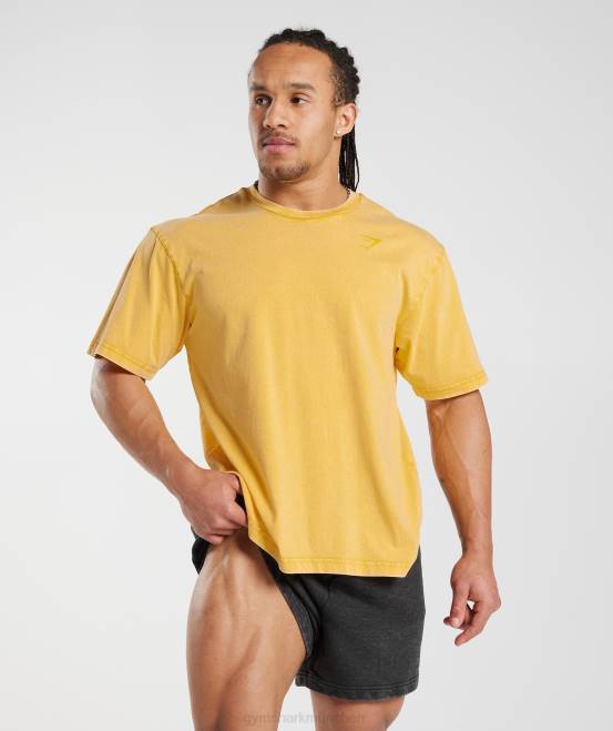 sonniges Gelb Kleidung Gymshark Männer Powergewaschenes T-Shirt 04P8694