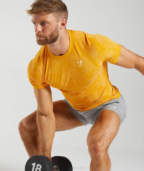 sonniges Gelb/Weiß Kleidung Gymshark Männer Geo-nahtloses T-Shirt 04P8736