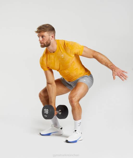 sonniges Gelb/Weiß Kleidung Gymshark Männer Geo-nahtloses T-Shirt 04P8736