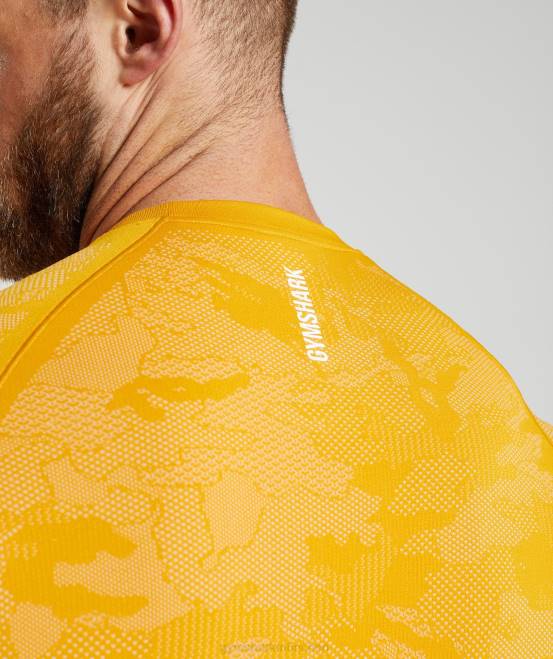 sonniges Gelb/Weiß Kleidung Gymshark Männer Geo-nahtloses T-Shirt 04P8736