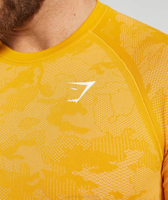 sonniges Gelb/Weiß Kleidung Gymshark Männer Geo-nahtloses T-Shirt 04P8736