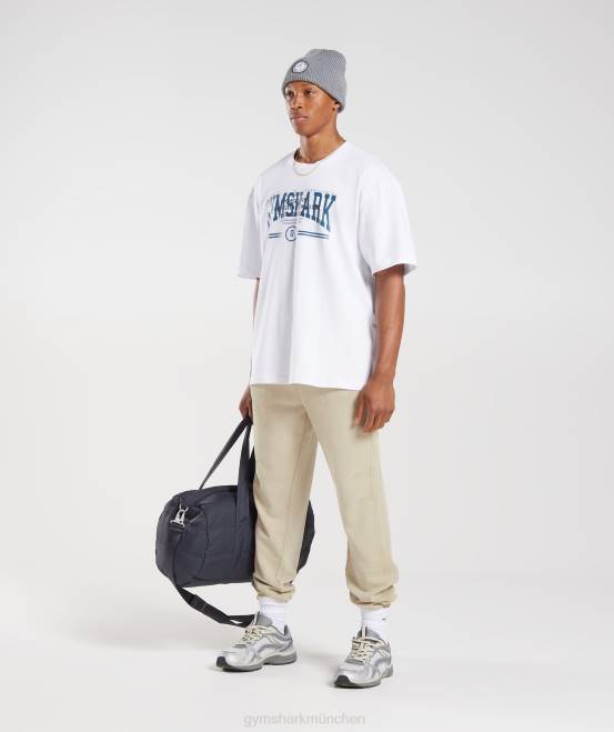 weiß (ausverkauft) Kleidung Gymshark Männer Übergroßes College-T-Shirt 04P8773