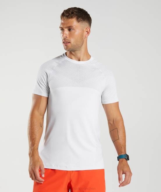 weiß/hellgrau Kleidung Gymshark Männer Apex nahtloses T-Shirt 04P8594