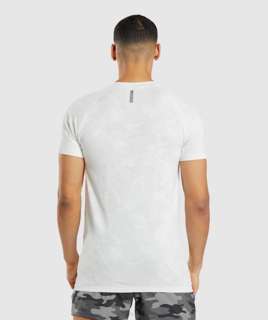 weiß/hellgrau Kleidung Gymshark Männer Geo-nahtloses T-Shirt 04P8577