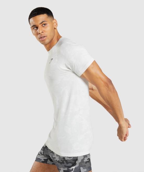 weiß/hellgrau Kleidung Gymshark Männer Geo-nahtloses T-Shirt 04P8577