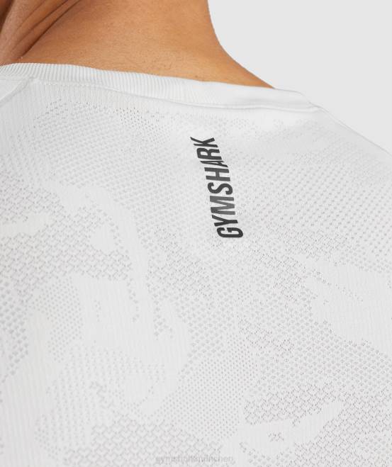 weiß/hellgrau Kleidung Gymshark Männer Geo-nahtloses T-Shirt 04P8577