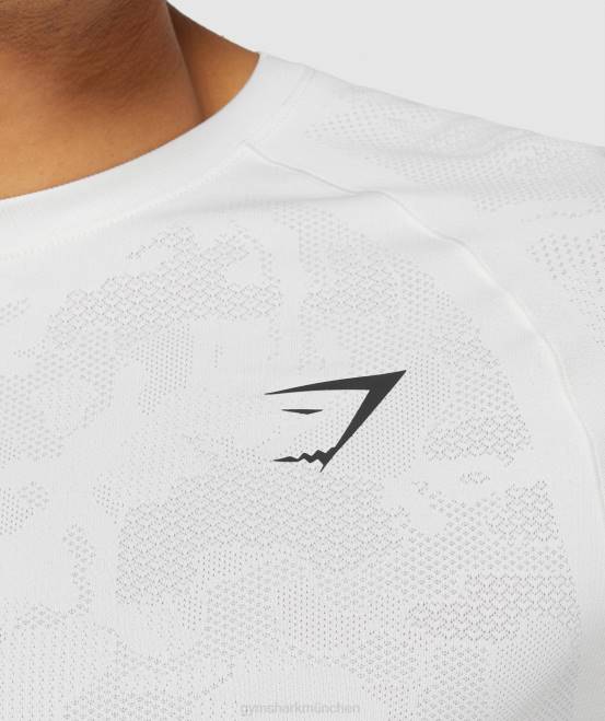 weiß/hellgrau Kleidung Gymshark Männer Geo-nahtloses T-Shirt 04P8577