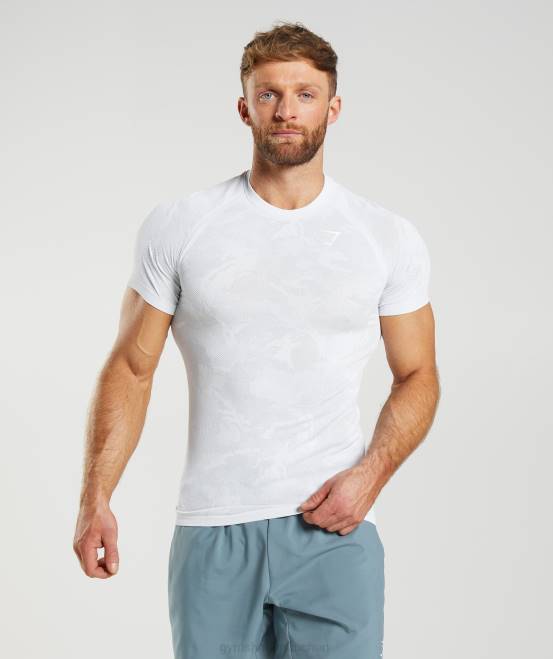 weiß/hellgrau Kleidung Gymshark Männer Geo-nahtloses T-Shirt 04P8742