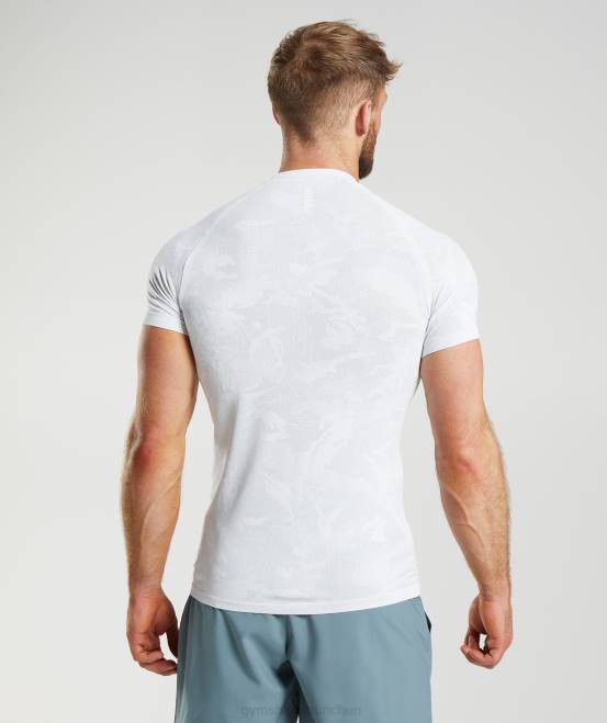 weiß/hellgrau Kleidung Gymshark Männer Geo-nahtloses T-Shirt 04P8742