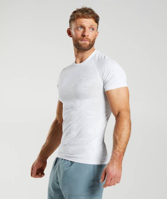 weiß/hellgrau Kleidung Gymshark Männer Geo-nahtloses T-Shirt 04P8742