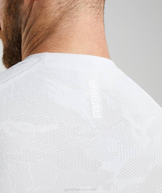 weiß/hellgrau Kleidung Gymshark Männer Geo-nahtloses T-Shirt 04P8742