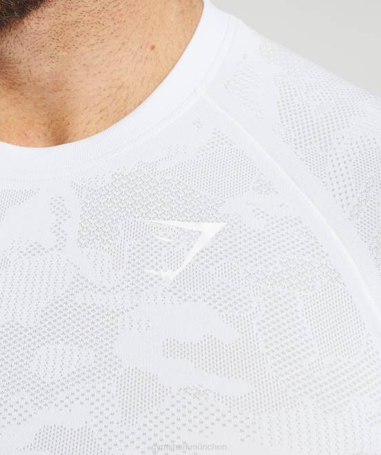 weiß/hellgrau Kleidung Gymshark Männer Geo-nahtloses T-Shirt 04P8742