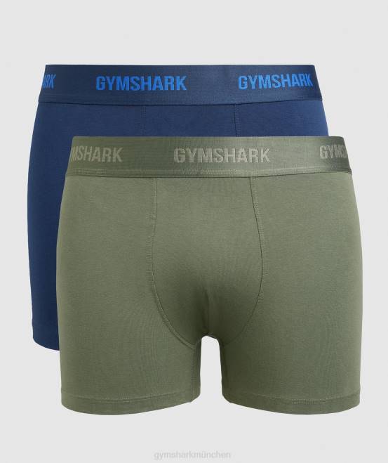 Kernoliv/Marine Kleidung Gymshark Männer Boxershorts 2er-Pack 04P81047