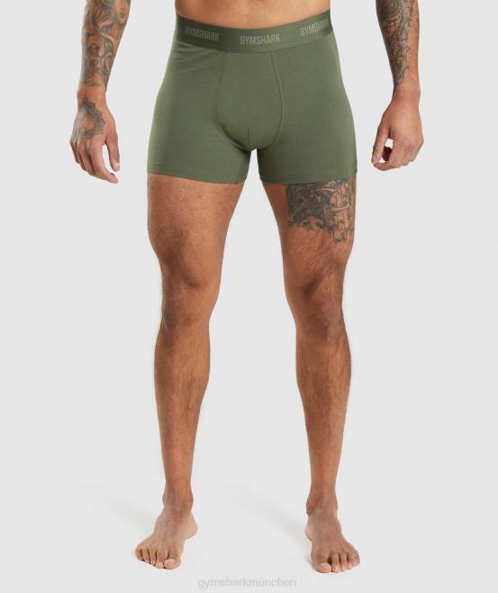 Kernoliv/Marine Kleidung Gymshark Männer Boxershorts 2er-Pack 04P81047