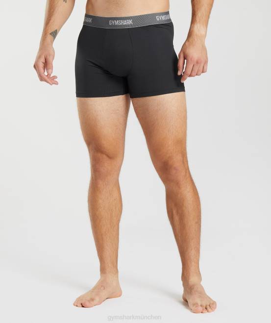 Schwarz Kleidung Gymshark Männer Sport-Tech-Boxershorts, 2 Stück 04P81046