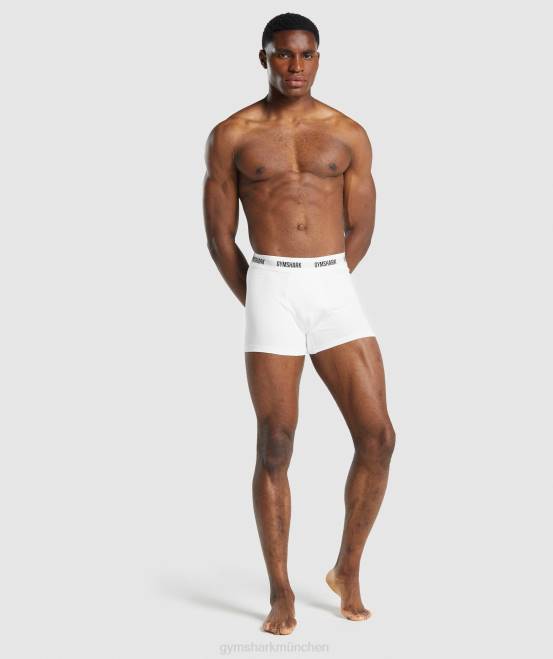 Weiß Kleidung Gymshark Männer Boxershorts 2er-Pack 04P81048
