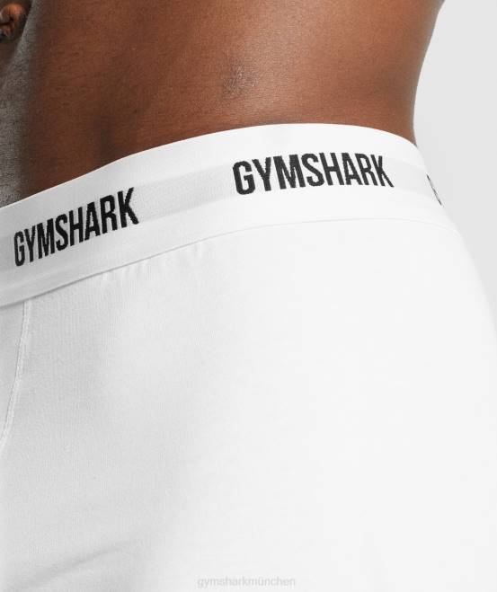 Weiß Kleidung Gymshark Männer Boxershorts 2er-Pack 04P81048