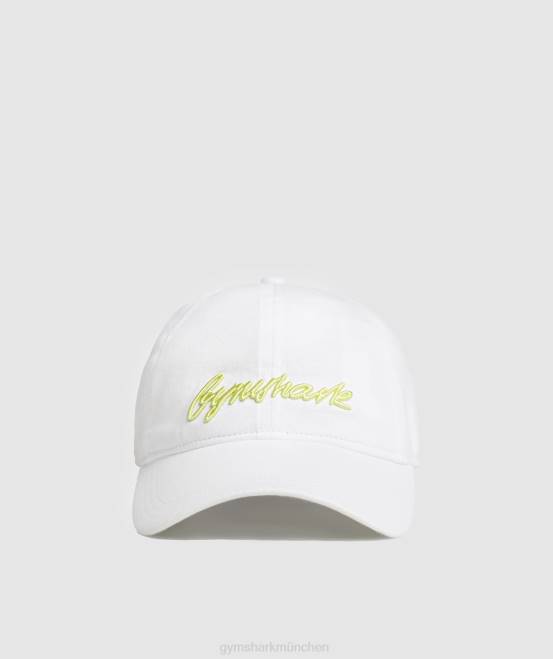 Weiß/Glühwürmchengrün Zubehör Gymshark unisex Handschriftliche Baseballkappe 04P81123