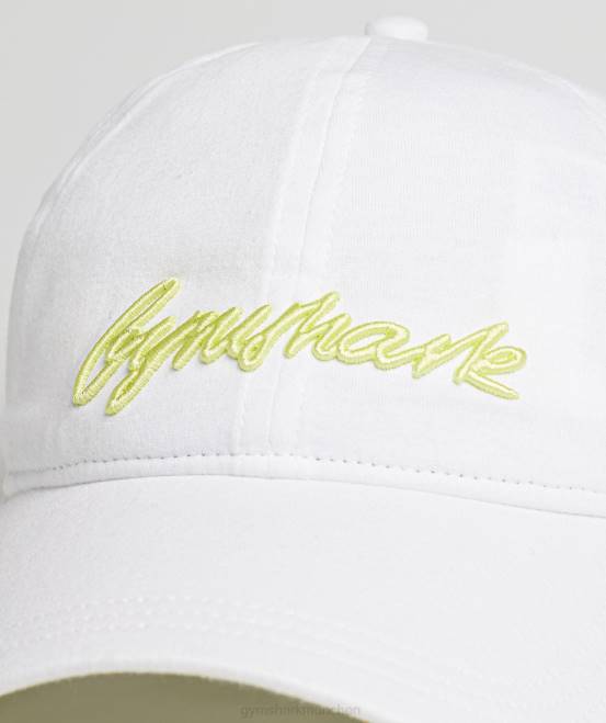 Weiß/Glühwürmchengrün Zubehör Gymshark unisex Handschriftliche Baseballkappe 04P81123