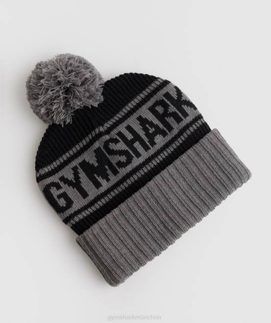 schwarz/münzgrau Zubehör Gymshark unisex Bommelmütze 04P81142