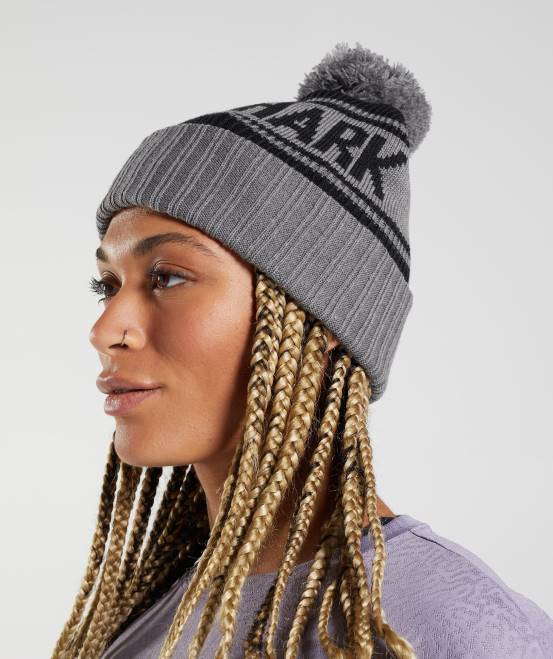 schwarz/münzgrau Zubehör Gymshark unisex Bommelmütze 04P81142