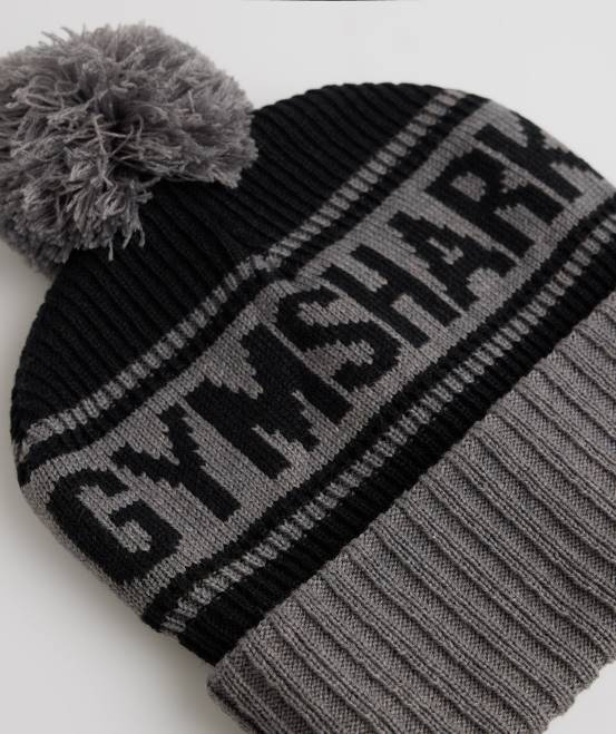 schwarz/münzgrau Zubehör Gymshark unisex Bommelmütze 04P81142