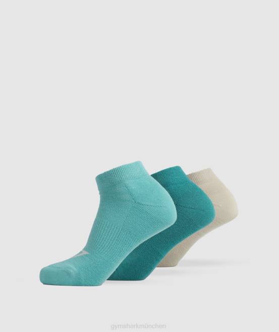 Blau/Juwelengrün/Kieselgrau Zubehör Gymshark unisex Knöchelsocken 3er-Pack 04P81105