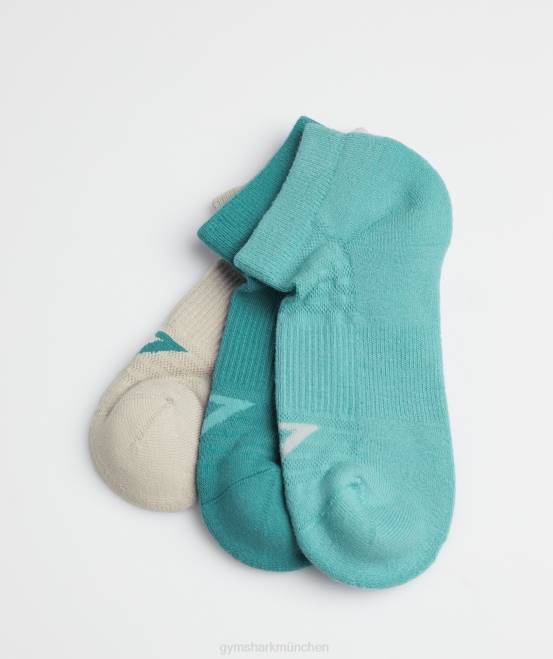 Blau/Juwelengrün/Kieselgrau Zubehör Gymshark unisex Knöchelsocken 3er-Pack 04P81105