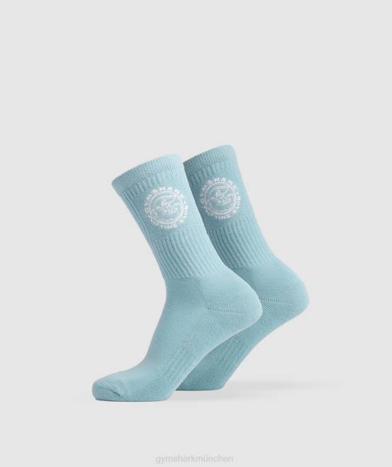Eisbergblau/Weiß Zubehör Gymshark unisex Legacy-Crew-Socken im 2er-Pack 04P81088