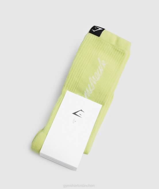 Glühwürmchengrün/weiß Zubehör Gymshark unisex Handschriftsocke 04P81091